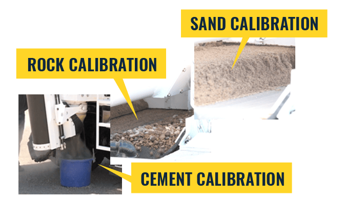 Rock, sand & Cement calibration with Holcombe Mixers