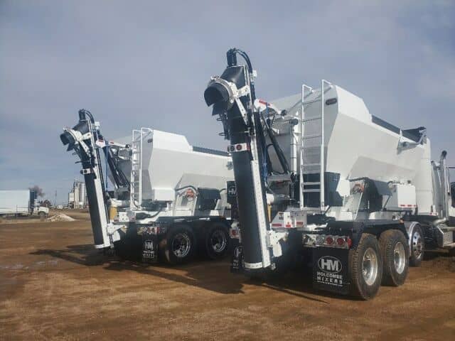 Two gorgeous HM10H mixer trucks headed out to Total Concrete!  Click on the link in our bio to learn more about how Holcombe Mixers can start saving your business time and money by producing your own concrete.