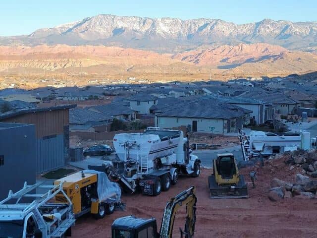 Holcombe Mixers on the job for Street Equipment based out of St George, Utah. 📸 credit: @naytrent  Click on the link in our bio to learn more about how Holcombe Mixers can start saving your business time and money by producing your own concrete.
