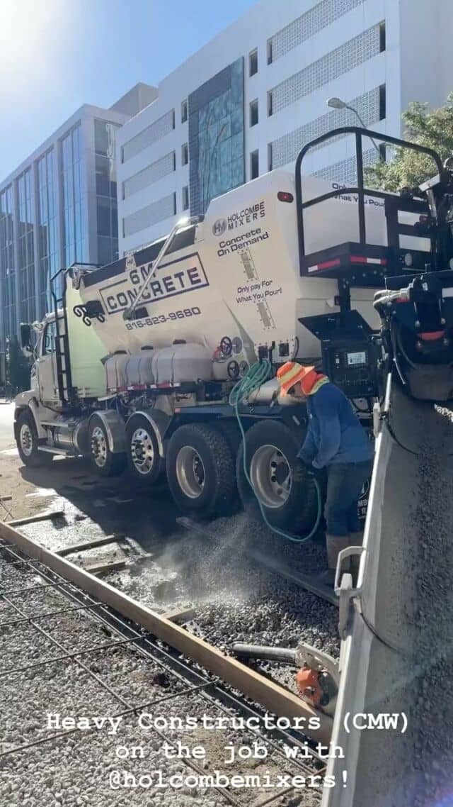 Heavy Constructors using their Holcombe Mixer on the job in Pleasant Hill, MO. 🎥 credit: @george_holcombe_  Click on the link in our bio to learn more about how Holcombe Mixers can start saving your business time and money by producing your own concrete.